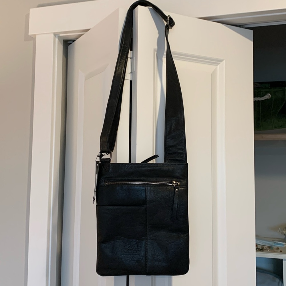 Latico black leather crossbody bag